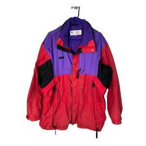 Vintage 90s Columbia Men's L Spell Out Ski Jacket Waterproof Coat Bright Purple